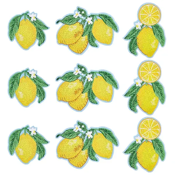 9Pcs 3 Styles Lemon Embroidery Sew on Cloth Patches