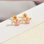 Stainless Steel Enamel Crown Stud Earrings