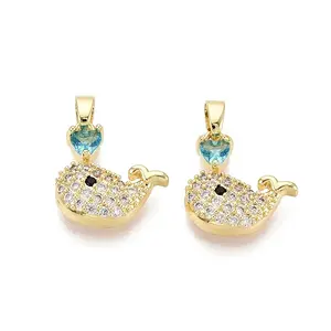 Brass Micro Pave Cubic Zirconia Pendants