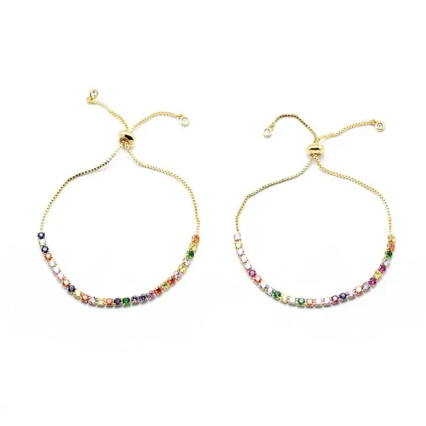 Brass Cubic Zirconia Bolo Tennis Bracelets