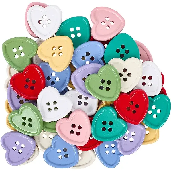 45Pcs 9 Colors 4-Hole Plastic Buttons