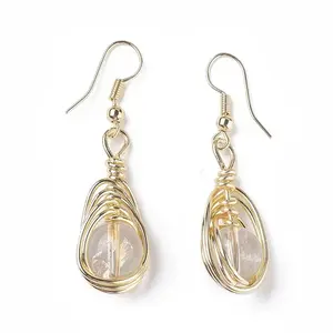 Natural Quartz Crystal Dangle Earrings