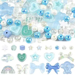 100Pcs 19 Styles Transparent Acrylic Beads
