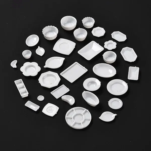 33Pcs DIY Plastic Miniature Tableware Plate Dishes Set