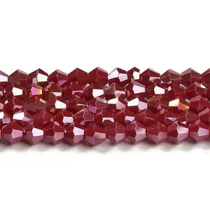 Opaque Solid Color Electroplate Glass Beads Strands