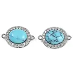 Synthetic Turquoise Oval Connector Charms