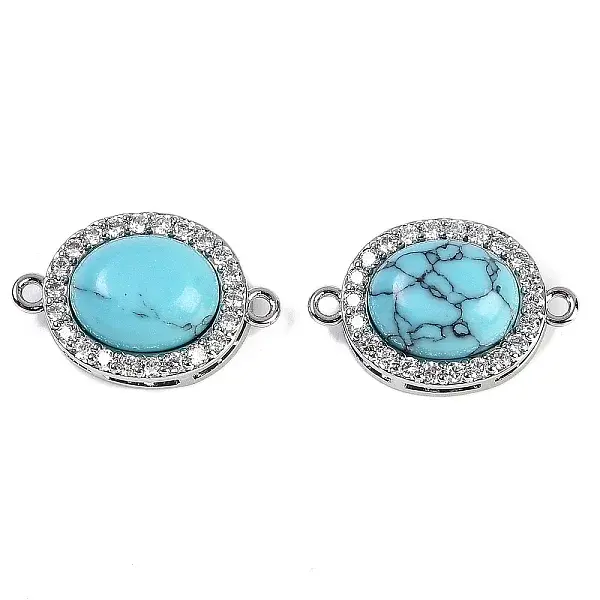 Synthetic Turquoise Oval Connector Charms