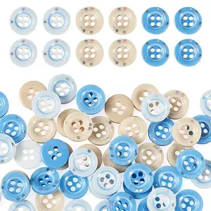 60Pcs 3 Colors 4-Hole Resin Buttons
