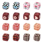 24Pcs 8 Styles Printed Opaque Acrylic Beads