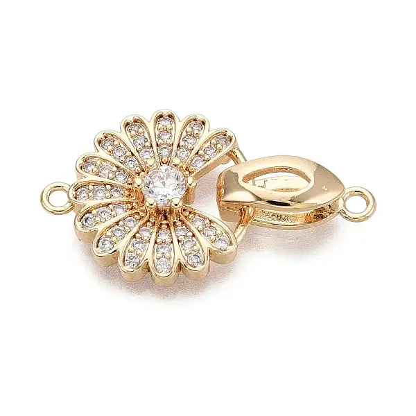 Brass Micro Pave Clear Cubic Zirconia Fold Over Clasps