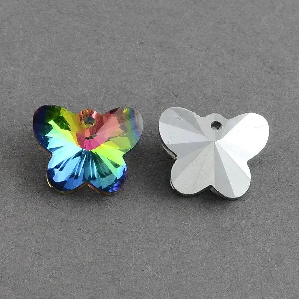Butterfly Electroplated Glass Pendants