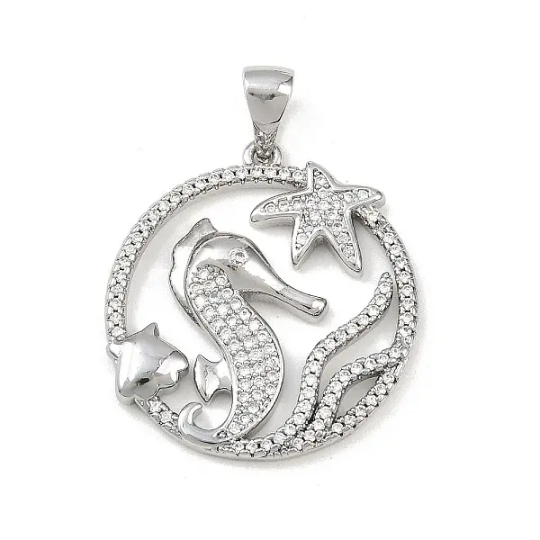 Ocean Brass Micro Pave Cubic Zirconia Pendants