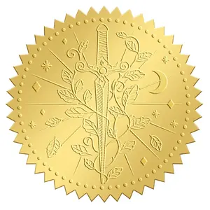 Plastic Self Adhesive Gold Foil Embossed Stickers