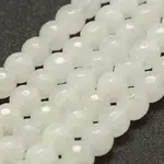 Faceted Natural White Jade Beads Strands