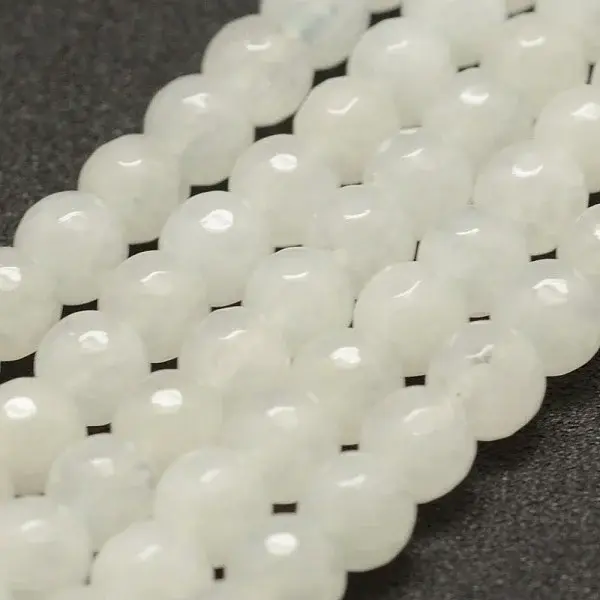 Faceted Natural White Jade Beads Strands