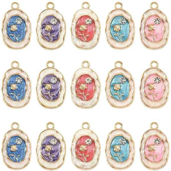 24Pcs Alloy Enamel Pendants