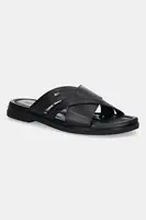 Kožené pantofle Tommy Hilfiger PREMIUM TH CC LTH SANDAL pánské, černá barva, FM0FM05504