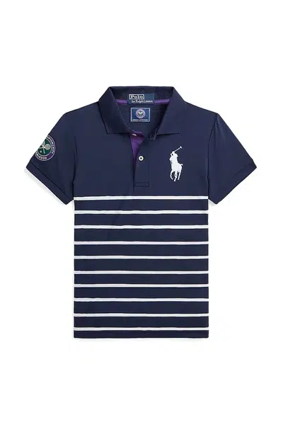 Dětské polo tričko Polo Ralph Lauren Wimbledon Collection tmavomodrá barva, s límečkem, 313950162001