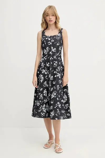 Džínové šaty Karl Lagerfeld tmavomodrá barva, midi, A3W13004