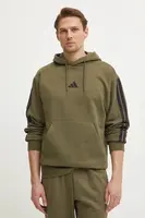 Mikina adidas Essentials pánská, zelená barva, s kapucí, s aplikací, JD1847