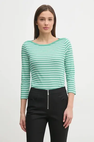 Bavlněné tričko s dlouhým rukávem United Colors of Benetton zelená barva, 30YSD109W