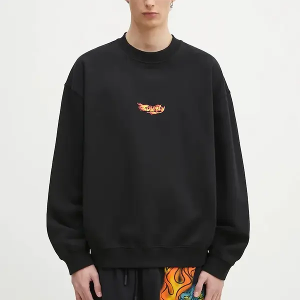 Bavlněná mikina Marcelo Burlon County Flame Boxy Crewneck Black Red