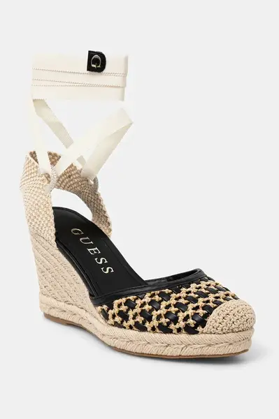 Espadrilky Guess CYRENAM černá barva, na klínku, FLJNAM FAB04