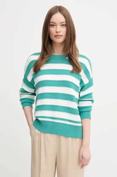 Bavlněný svetr United Colors of Benetton dámský, tyrkysová barva, 1494E10CW