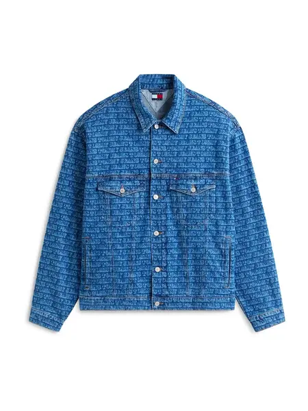 Tommy Jeans Prechodná bunda 'Aop'  modrá denim / biela