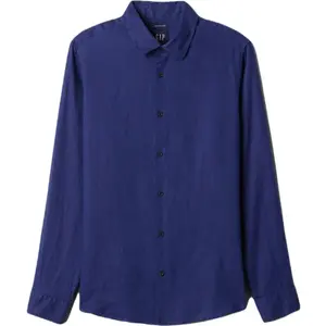 GAP LS LINEN Pánska košeľa, modrá, veľkosť