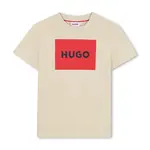 Dětské bavlněné tričko HUGO béžová barva, s potiskem, G00334