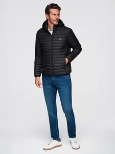 Ombre Classic men's quilted jacket with pouch option - black
