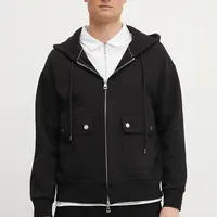 Mikina Michael Kors pánská, černá barva, s kapucí, hladká, CF452BG5MF