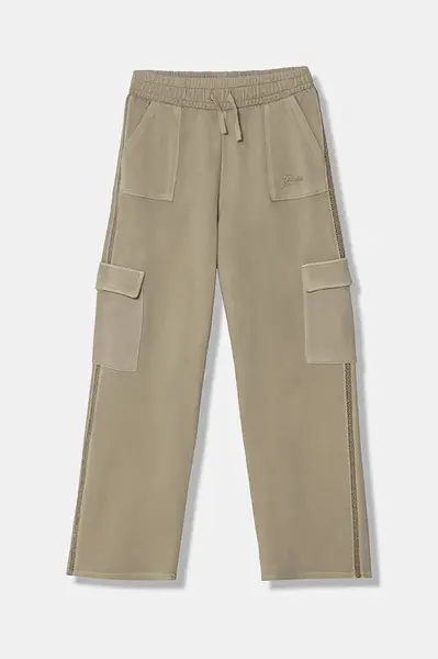 Dětské bavlněné tepláky Guess zelená barva, s aplikací, J5RQ14 KAD74