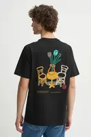 Bavlněné tričko Les Deux černá barva, s potiskem, LDM101221