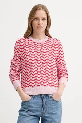 Bavlněný svetr Levi's FLORENCE PNTLLE SWEATER dámský, růžová barva, 0012O