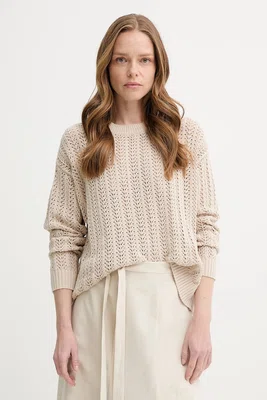 Svetr s příměsí lnu Levi's SUNRISE CROCHET SWEATER dámský, béžová barva, 0013A