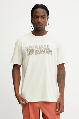 Sportovní tričko Fjallraven Lush Logo T-shirt pánské, béžová barva, F12600219