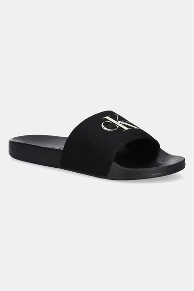 Pantofle Calvin Klein Jeans SLIDE MONOLOGO CV pánské, černá barva, YM0YM01367