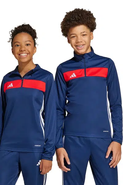 Dětská mikina adidas Performance tmavomodrá barva, s kapucí, s aplikací, JD0566