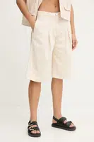 Bavlněné šortky Pinko dámské, béžová barva, high waist, 105245 A2M8