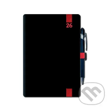 Týždenný diár ELASTIC 2026 (red) (12-mesačný, A5, stĺpcový, elastické zatváranie, pútko na pero)