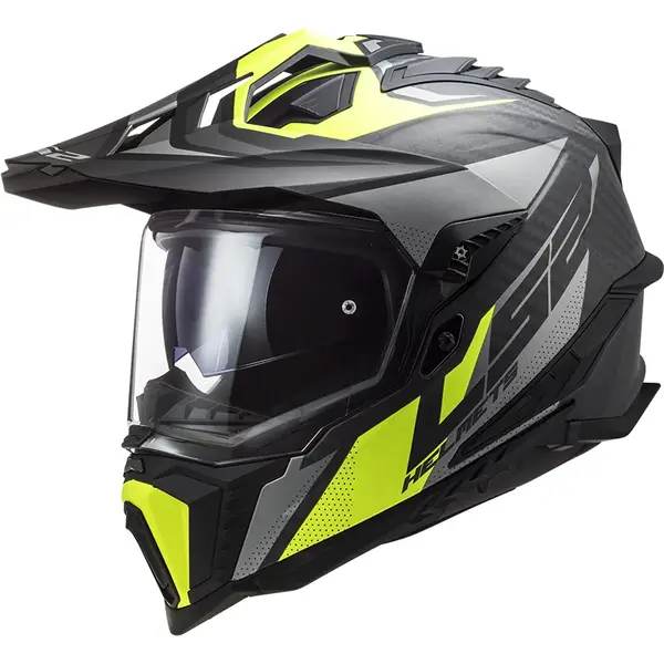 Enduro helma LS2 MX701 Explorer C Focus Matt Titanium H-V Yellow M (57-58)