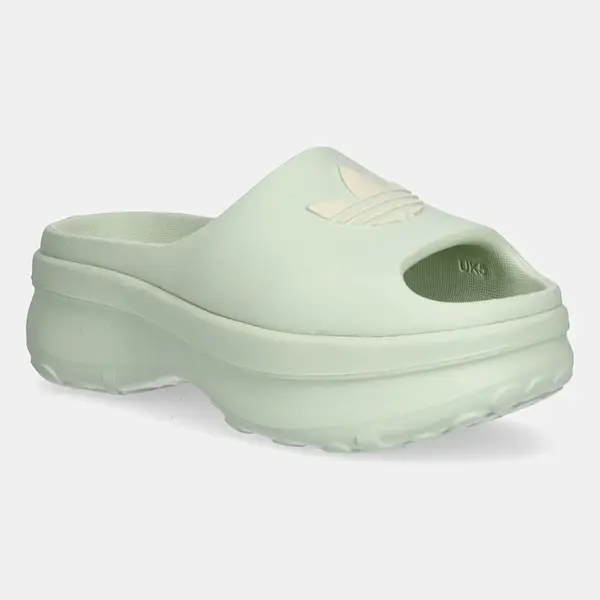 Pantofle adidas Originals Adifom Stan Slide W dámské, zelená barva, na platformě, JH7467
