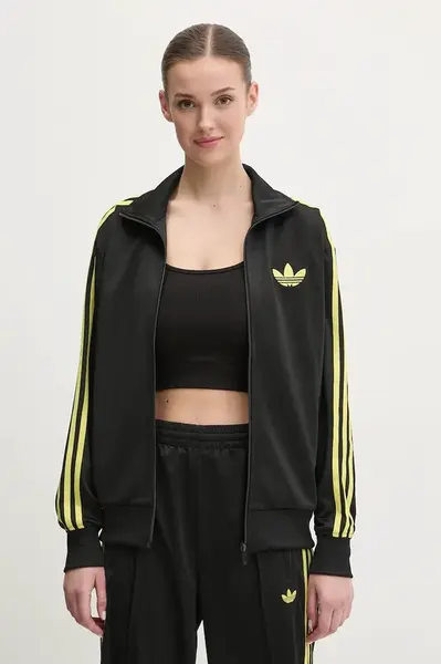 Mikina adidas Originals Firebird dámská, černá barva, s aplikací, JP2296