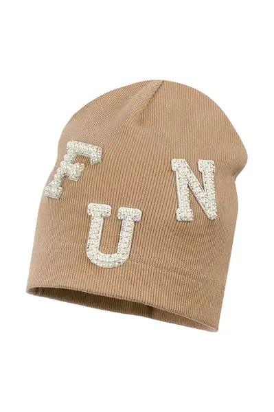 Dětská čepice Jamiks MADONNA hnědá barva, z tenké pleteniny, JWH070