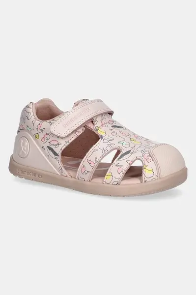 Dětské kožené sandály Biomecanics růžová barva, 252167