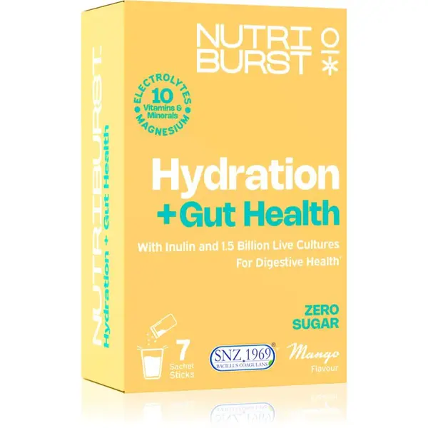 Nutriburst Hydratation + Gut Health rozpustný nápoj na podporu trávenia príchuť Mango 7x5 g