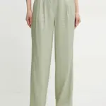 Kalhoty Guess CAMILLE dámské, zelená barva, široké, high waist, W5GB53 WH5F0