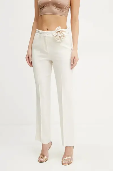 Kalhoty Marella LELLO dámské, béžová barva, jednoduché, high waist, 2513131152200